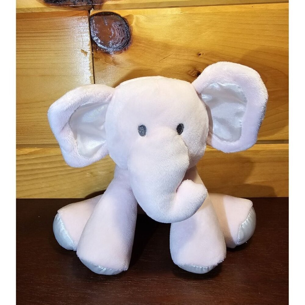Luxe Baby 8" Plush Rattle Lovey Toy Kellytoy Pink Elephant Crinkle Ears
